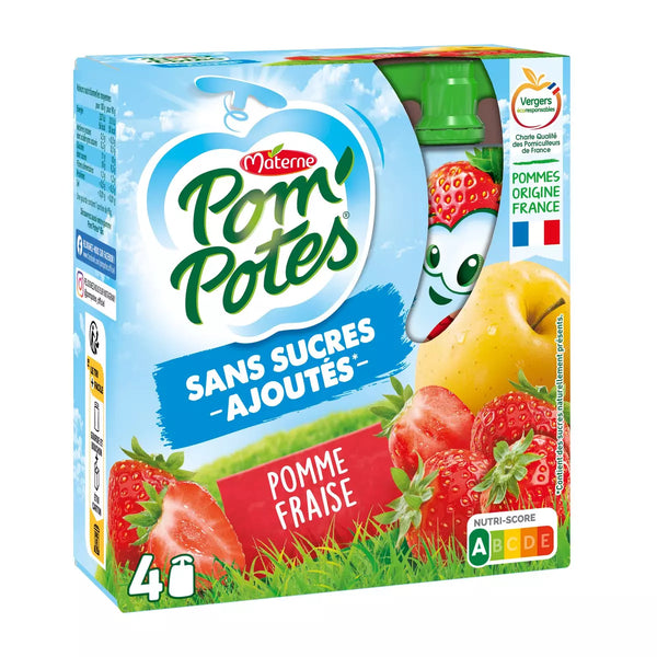 Pompote -Gourdes compote pomme fraise sans sucres ajoutés